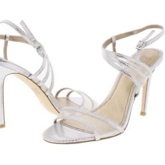 NWB BELLE BADGLEY MISCHKA NOVA SILMET Heel Sandals Stunning Silver NB1140 Sz‎ 6 - Picture 1 of 16